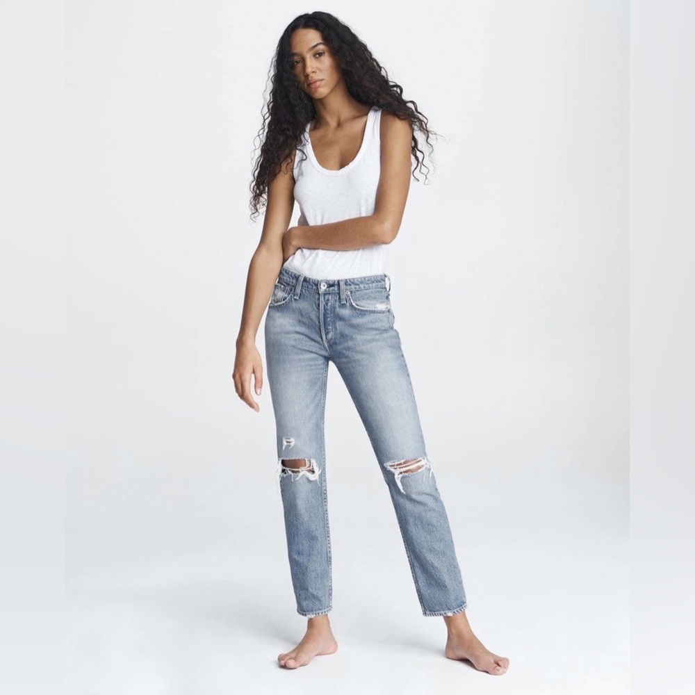 Rag & Bone $275 Rosa Mid Rise Boyfriend Jeans in Bristol